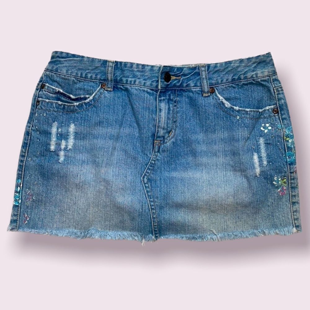 Aeropostal Vintage 2000s Y2K Micro Mini Denim Jean Skirt